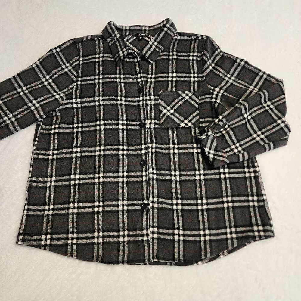 3 For $18 1Clique Womens Gray and Black Plaid Flannel Shacket Size 3X
